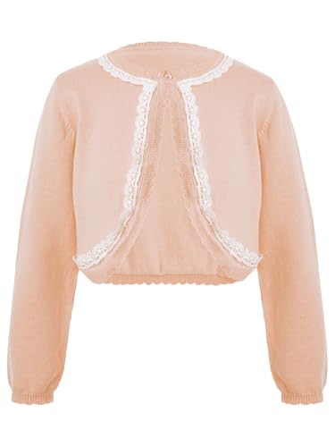 Kids Girls Long Sleeve One Button Open Front Cardigan Shrug Bolero Flower Girl Dress Cover Coat