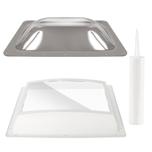 RV Skylight Replacement Bundle 18 x 26 RV Skylight Shower Outer Dome Fit 14 x 22 Openings for Camper Trailer Fifth Wheel Inner Dome with Window 14 x 22 +Polyurethane Adhesive Sealant Smoke Gray
