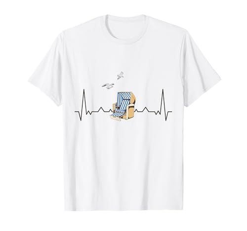 Strandkorb Herzschlag Strand Ostsee Nordsee T-Shirt
