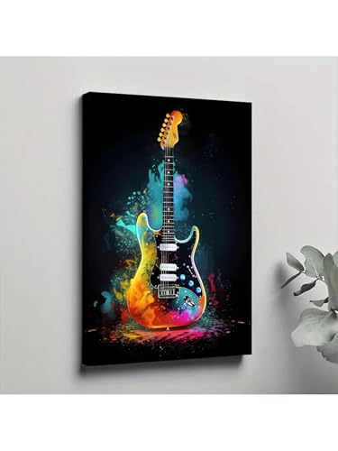 Peinture abstraite de guitare pour habiller un grand mur vide de salon