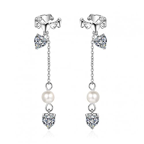 Boucle d'oreille wrap en argent 925, perle de culture et éclats de zircon