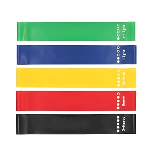 SULIVES 5 Pack Resistance Bands Exercise Bands Set, Elastic Bands for Men Women, Skin-Friendly Fitness Exercise Loop Bands Portable, 5 Levels for Legs, Glutes, Arms, Yoga, Pilates, Strength Training