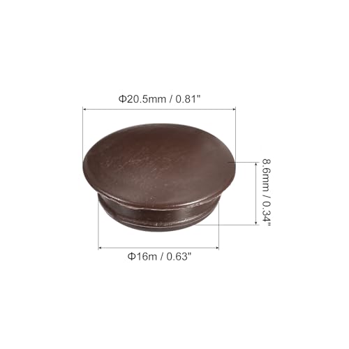 Image of uxcell 50Pcs Screw Hole Plugs, 16mm(5 /8 inch) Dia Plastic Snap in Locking Hole Covers Flush Type Caps for Furniture Cabinet Cupboard, Dark Brown
