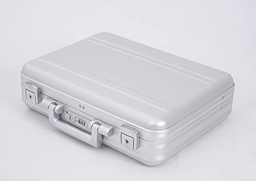Urecimy Medium 18.1X13.8X4.5 Inch Combination Tsa Lock Aluminum Briefcase Metal Toolbox Cash Case 15.6 Inch Notebook Briefcase With Foam Silver #TOP4