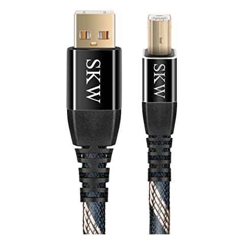 SKW Audiophiles USB Printer Cable USB A to USB B High Speed Cable 6.5ft / 2M Cover