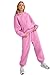 AUTOMET Sweatsuits Women 2 Piece Outfit Lounge Two Piece Sets Fall Fashion 2025 Tracksuits Oversized Sweatshirt and Sweatpants Casual Teen Girls Clothing Pink XS
