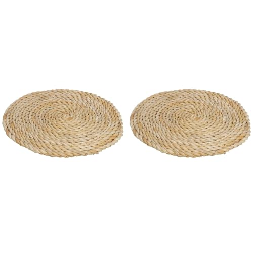 Acan Tradineur - Pack de 2 salvamanteles Redondos de Mimbre, Reutilizables, Mantel Individual, Alfombrilla de Mesa, Protector, Cocina (Color Natural - Ø 35 cm)