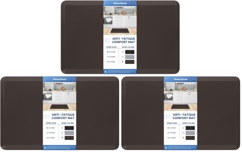 Image of KitchenClouds Kitchen Mat Cushioned Anti Fatigue Rug 17.3 inchx28 inch Water Resistant Non Slip Standing Desk Mat Comfort Floor Mats for Kitchen House Sink Office (Chocolate) (Pack of 3)