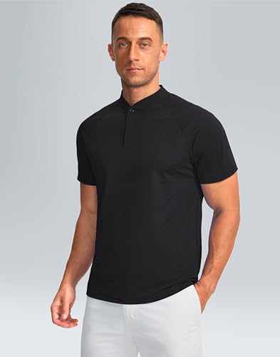 Viodia Mens Golf Shirts Henley Collarless Quick Dry Summer Shirt Casual Short Sleeve Moisture Wicking Polo T Shirts4