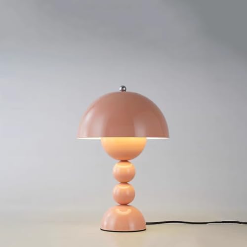 Miniatura 2 de Lámpara de mesa moderna de cúpula roja de mediados de siglo, bonita luz de escritorio estética de hongos, lámpara de acento de mesita de noche
