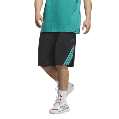 AEROREADY adidas Uomo Legends 3-Stripes Basketball Shorts, Black/Pure Teal, M 7 inch