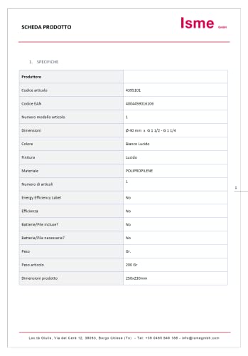 Schläfer 439503, Sifone Scarico a S, Lavello