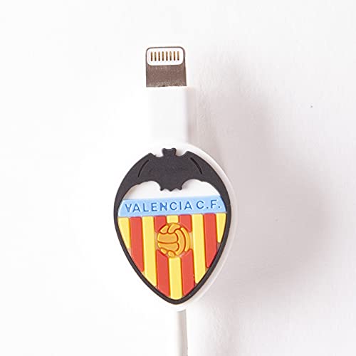 Valencia Club de Fútbol - Protector de Cables con la Forma del Escudo - Ayuda a Identificar tu Cargador de Manera Sencilla - Elaborado en Goma Resistente - Producto Oficial del Equipo