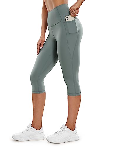 Image of CRZ YOGA Womens Butterluxe Workout Capri Leggings with Pockets 17 Inches - High Waisted Crop Gym Yoga Pants Buttery Soft