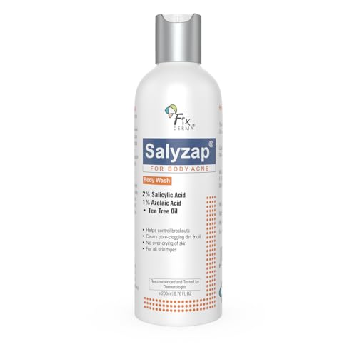 Fixderma Salyzap 2% Salicylic Acid Body Wash For Acne | Exfoliating Bodywash | Anti Acne Body Wash on Back & Arms for Acne Prone Skin | Helps in Control Brekouts, Unclogs Pores - 200ml
