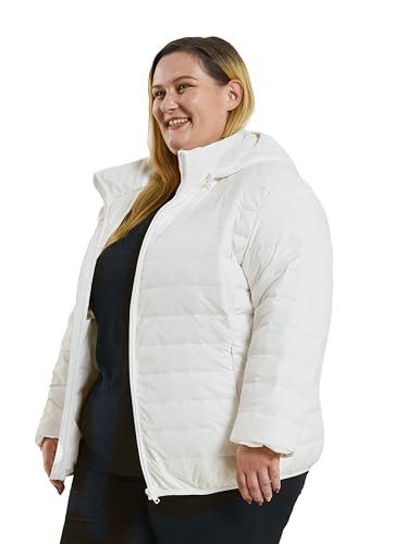 Soularge Women's Plus Size Hooded Packable Lightweight Down Coat (Beige, 1X) — view 2