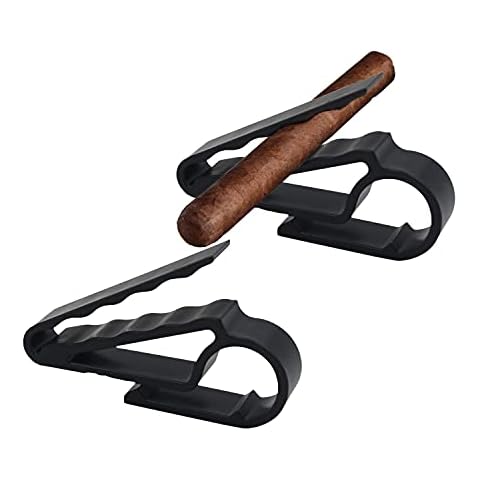Alovexiong 2 Pack Grip Cigar Holder Golfer Cigars Clip Flexibility Golf Course Cigar Minder Attaches Cigars Putter to Boats, BBQ Grills for Golfers, Golf Bag and Golf Carts (Black) Cover