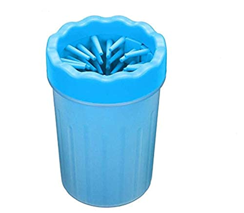 منظف اقدام الكلاب - متنقل - منظف اقدام الكلاب الصغيرة - مج فرشاة تنظيف اقدام الكلاب مع شعيرات سيليكون للكلاب متوسطة الحجم والجراء والقطط ذات الاقدام الموحلة