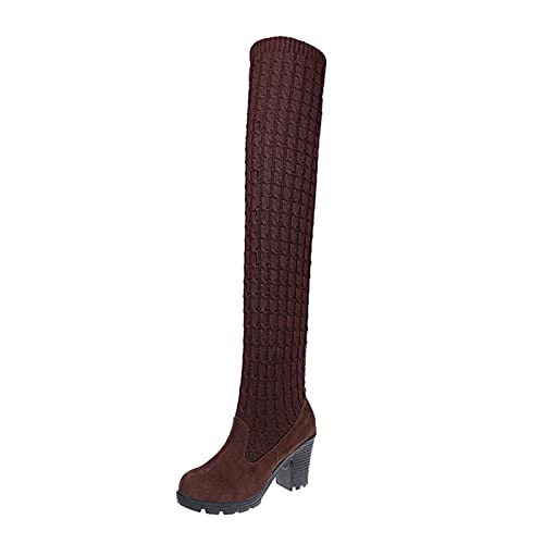Botas por encima de la rodilla transpirables y tacón alto cómodo para caminar sin fatiga