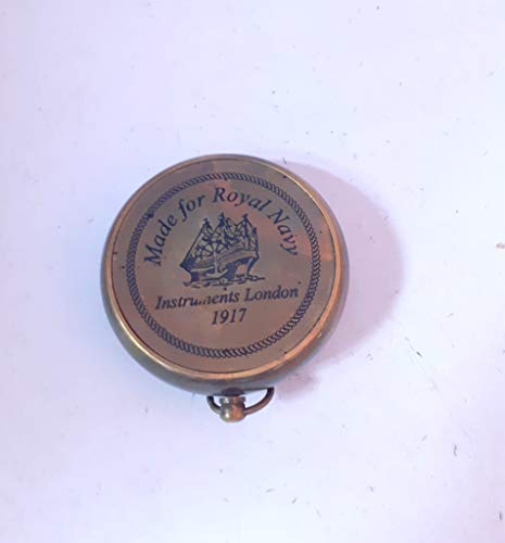 Brújula de trabajo estilo antiguo en latón con dial blanco - 2 pulgadas color marrón antiguo miniatura 2