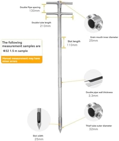 Stainless Steel Grain Sampler Probe - 1.5m Solid Sampling Tool for Cement & Fertilizer - Durable & Accurate Soil Testing Equipment