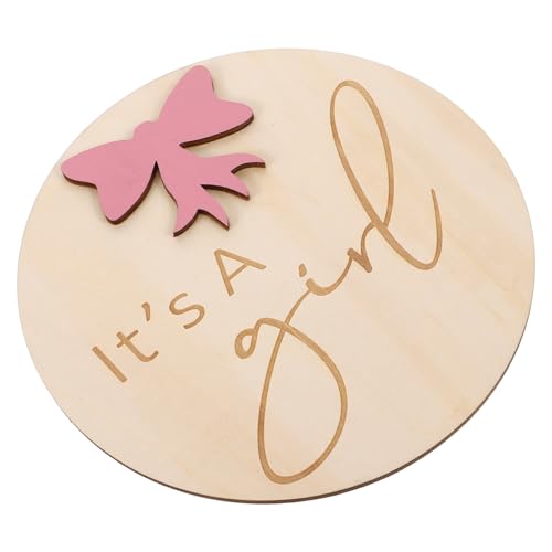 Happyyami Wooden Baby Name Sign Round Birth Announcement Board Photo Decor for Nursery