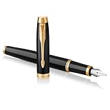 Parker IM stylo plume | laque noire avec attributs or | pointe moyenne | coffret cadeau