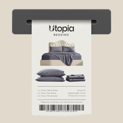 Image of Utopia Bedding Full Bed Sheets Set - Pack of 2 Sheet Sets - Perfect for Spa, Hotel, & Guest Bedroom - Brushed Microfiber - Shrinkage and Fade Resistant - Easy Care (Grey)