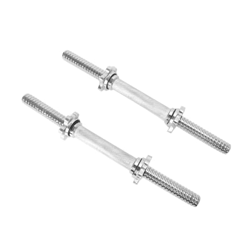 Threaded Dumbbell Chrome Handles 1 Inch Pair, 15.75" Adjustable Dumbbell Bar Handles, Fits Standard Weight Plates with 1” Diameter, for Gym Workouts, Exercise, Weightlifting, Sold in Pair