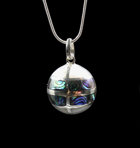 Abalone Harmony Ball, Angel Caller, Sterling Silver Bola Pendant #TOP7