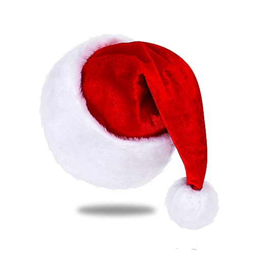 Image of Santa Hat, Christmas Hat for Adults Unisex Velvet Comfort Xmas Hats