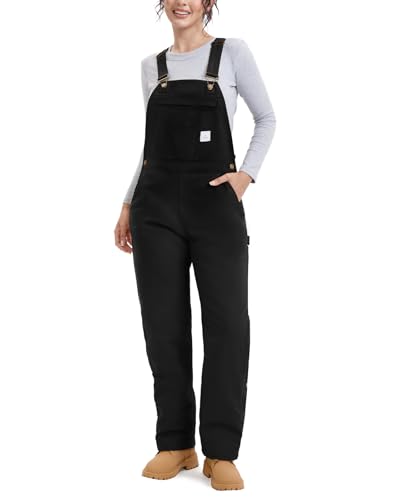 HISEA Women’s Insulated Bib Overall, Waterproof Canvas Workwear with Adjustable Straps, Warm Outdoor Work Overalls for Gardening, Farming, and Construction