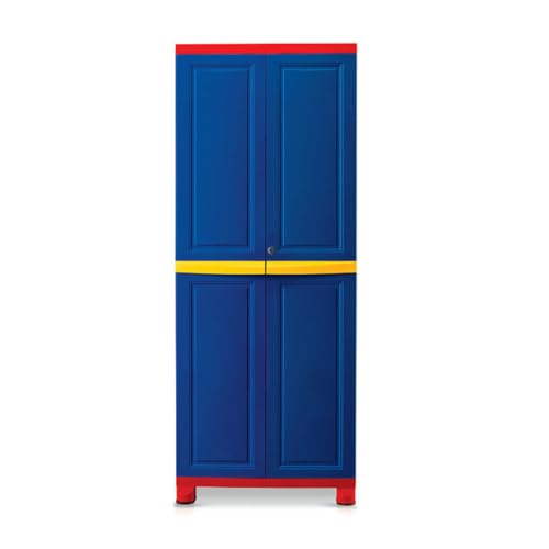 Image of Nilkamal Freedom Big 1 (FB1) Plastic Wardrobe for Storage|3-Year Warranty|Clothes Organizer|Shelves|Cupboard|Almirah for Home, Living Room, Bed Room|Adult & Kids|Pepsi Blue /Bright Red /Yellow