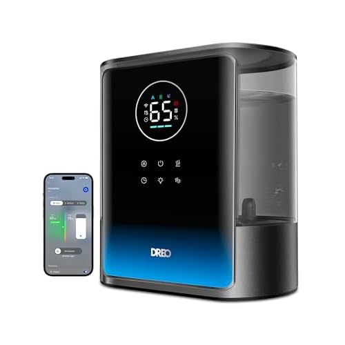 DREO 8L Smart Humidifiers for Bedroom 600ft², 80H Runtime Warm&Cool Supersized Mist Humidifier for Large Room Indoor, Quiet Whole House humidifier for Baby, Plants, with Alexa/Google, Black,