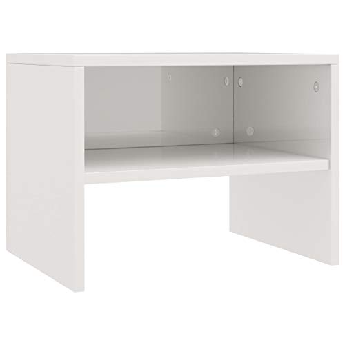 vidaXL - Mesita de noche con compartimento abierto, mesa auxiliar, mesa de teléfono, mesa de noche, mesa de noche, color blanco brillante, 40 x 30 x 30 cm, tablero aglomerado