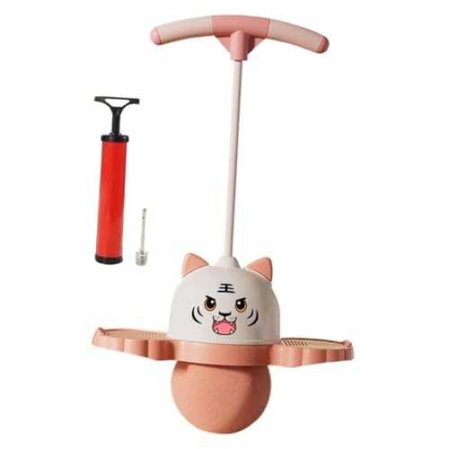 Menolana Tiger Pogo Ball with Handle Pogo Jump Kids Funny Gifts Bouncing Ball with Pump for Exercise Balance Ability Indoor Playground, Pink