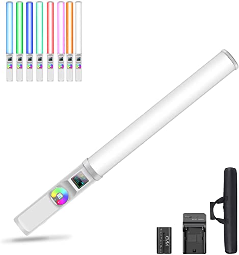 GVM RGB Handheld LED Video Light Wand Stick Photography Light, Built-in Rechargable Battery,OLED Display Photography Studio Lighting