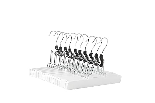 Amazon Basics Lot de 10 cintres en bois pour pantalons, blanc, 24.99 x 2.21 x 16.51 cm