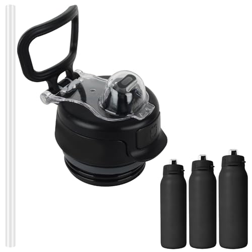 QNICFR Replacement Lid for Ello Pop & Fill 22oz & 32oz Water Bottle Leakproof Locking Lid Compatible with Ello 40oz Insulated Cup Parts Water Bottle Top Cap Accessories BPA-Free (Black)