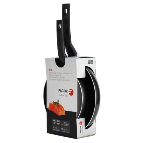 Fagor Iris - Juego de Sartenes 20+26cm, Aluminio Extra-Grueso, Antiadherente Bicapa, Todo Tipo de Cocinas, Para Lavavajillas, Sin PFOA, Inducción