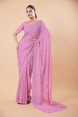 Image of Garden Vareli Summer Roganza Viscose Brasso Floral Print Christmas Special Saree