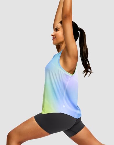Image of Women's Workout Tops Racerback Athletic Tank Tops Sleeveless Loose Fit Yoga Running Gym Shirts for Women