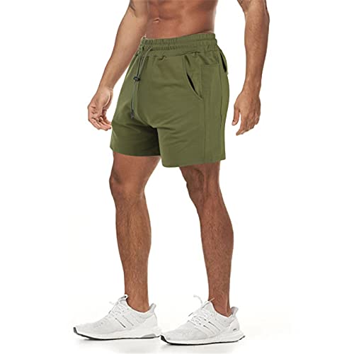 Superora Mens Running Gym Workout Athletic Sports Shorts with Pockets, Green, XL