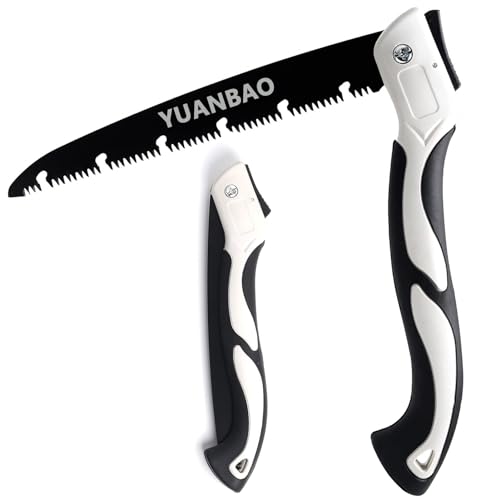 YUANBAO 7 Inch Folding Saw, Pruning Hand Saw for Wood Cutting, Garden Pruner with SK5 Curved Blade, Triple- Cut Razor Teeth, Foldable Handsaw for Tree Trimming, Camping, Gardening and Carpentry