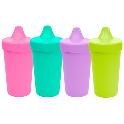 Image of Re-Play Spill-Proof Sippy Cups for Toddlers - Kids Reusable 10 Oz Set of 4, Dishwasher & Microwave Safe, Made in USA, Mermaid