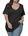 Gocolloa Womens Casual Scoop Collar Plus Size T Shirts Short Sleeve Loose Summer Tops Tee Black 2X