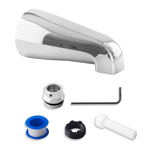 CalcMetal 5' Non-Diverter Tub Spout with 4 in 1 Adapter,Universal fit 1/2' Copper Slip, 1/2' Iron...