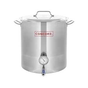 CONCORD Stainless Steel Home Brew Kettle Stock Pot (Weldless Fittings) (40 QT/ 10 Gal)