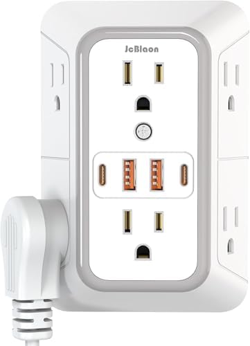 USB Wall Charger Power Strip Surge Protector with 4 USB Ports (2 ...
