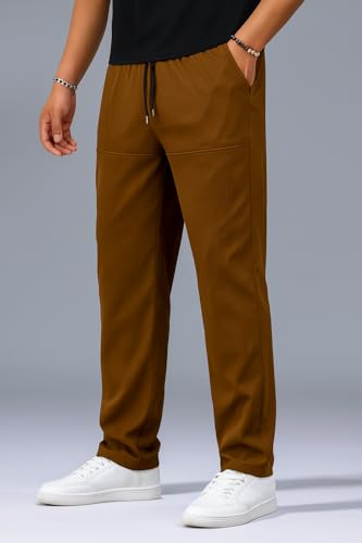 Image of Paralians Men's Polyester Straight Fit Track Pants with Flexi Waistband, Stretchable Mid-Rise Joggers for Sports, Gym & Casual Wear Pants Men